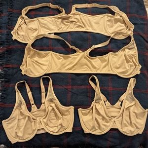 Lot of 4 Nude/Beige Front-Clasp Wacoal Bras, Size 34DD